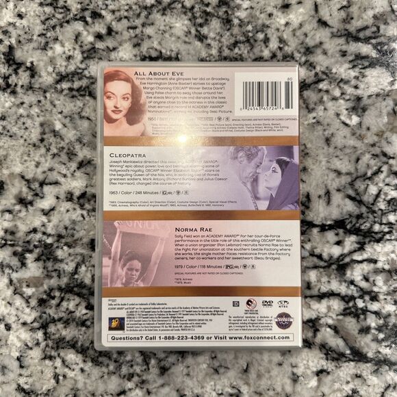 All About Eve/Cleopatra/Norma Rae Triple Feature (DVD, 2010, 3-Disc Set, Fox... - Picture 8 of 14